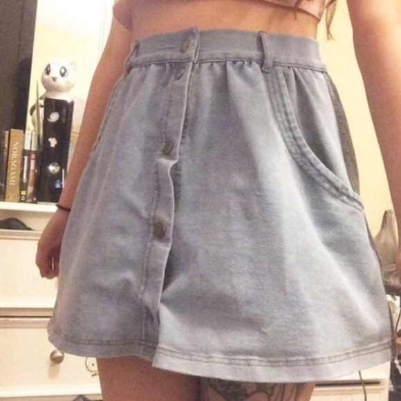 Bullhead denim button up circle fit & flare skirt