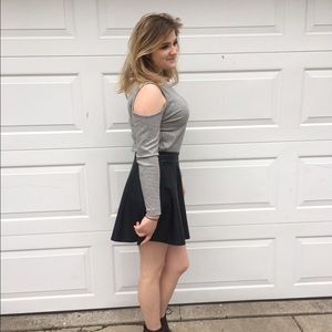 Black faux leather mini skirt