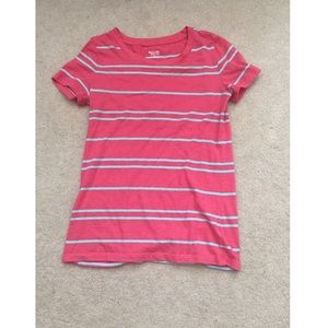 Pink striped scoop neck Tee