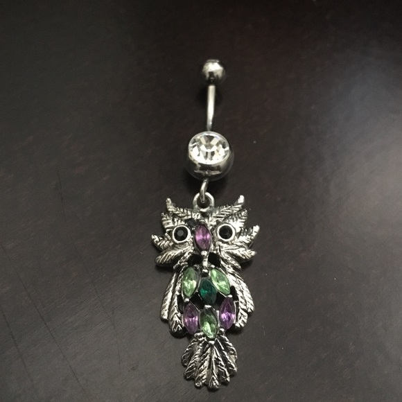 Owl belly button ring