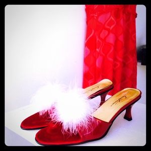 Marabou Furry Slippers with Heel