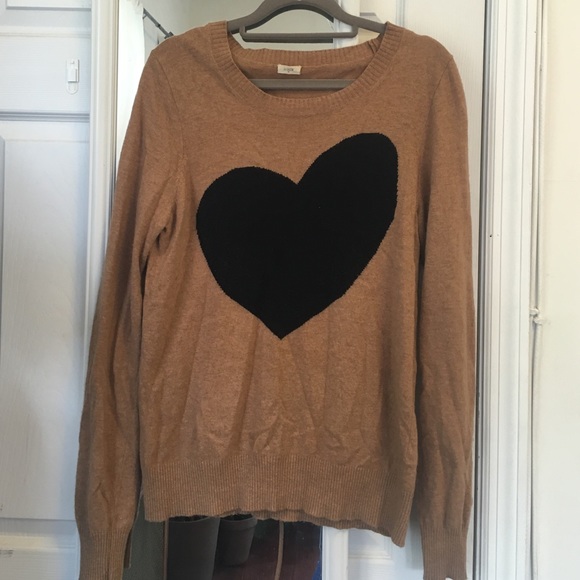 Tan j crew heart sweater