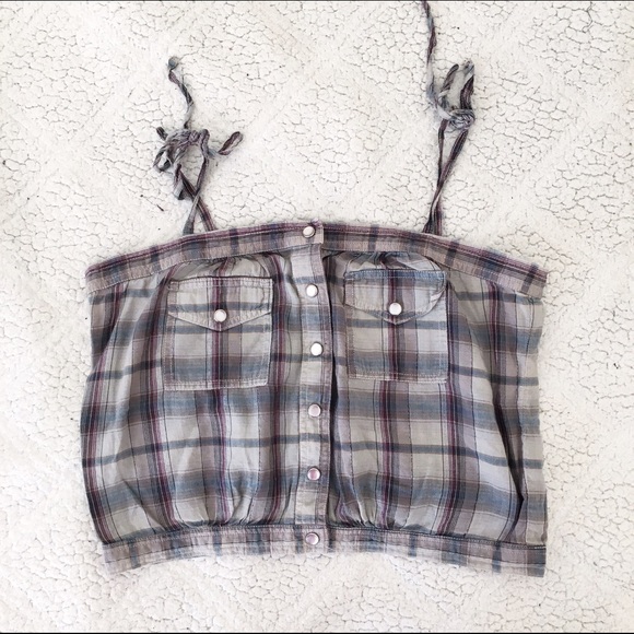 👚plaid crop top/tank top ONLY👚 - Picture 2 of 4