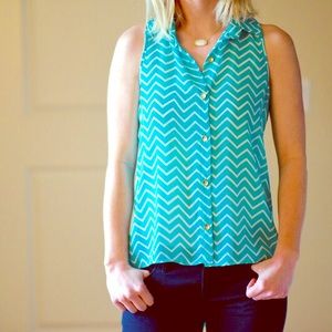 Boutique Turquoise Chevron Razor Back