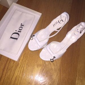 Dior white kitten heel sandal