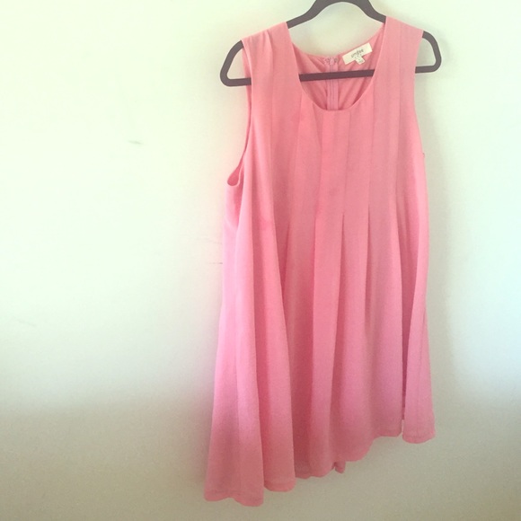 Pink pleated swing dress
