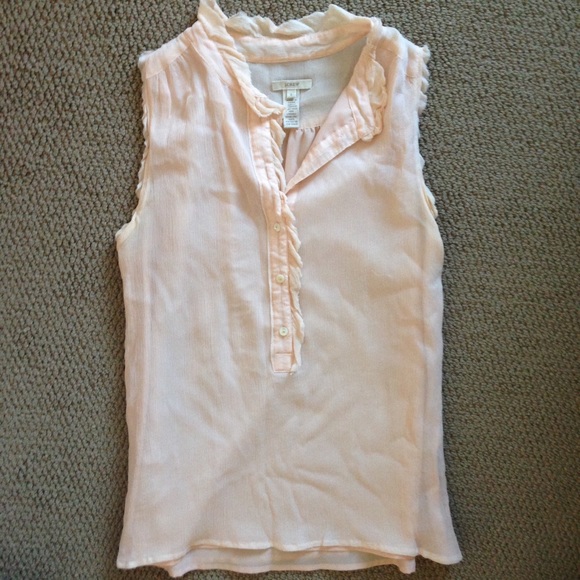 J. Crew Blush Ruffled Silk Tank Top