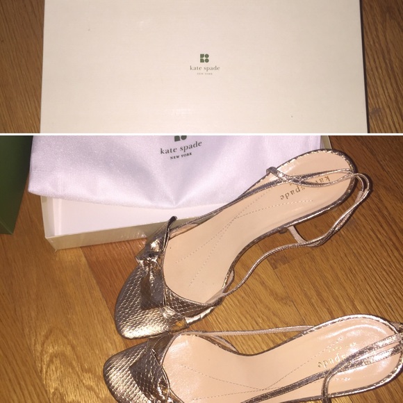 Kate Spade gold metallic kitten heel sandal - Picture 2 of 4
