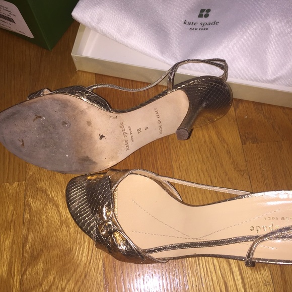 Kate Spade gold metallic kitten heel sandal - Picture 3 of 4