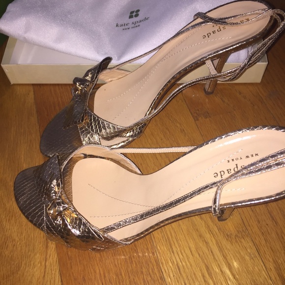 Kate Spade gold metallic kitten heel sandal - Picture 4 of 4