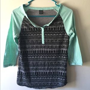 Aztec Print Baseball Tee