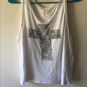 Simple White Tank with Studded Cross