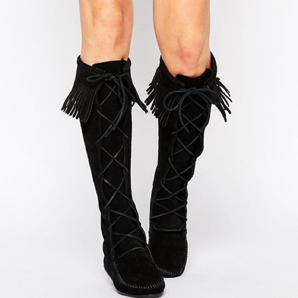 Black Minnetonka boots