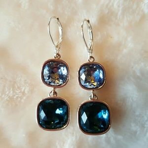 Baby Blue And Teal Pendant Earrings