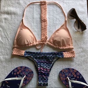 New tribal printed Low rise cheeky bikini set