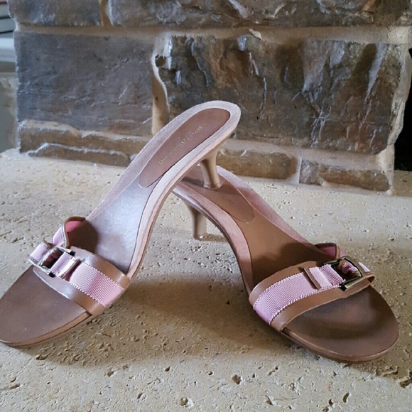 Tan and Pink Buckle Sandals