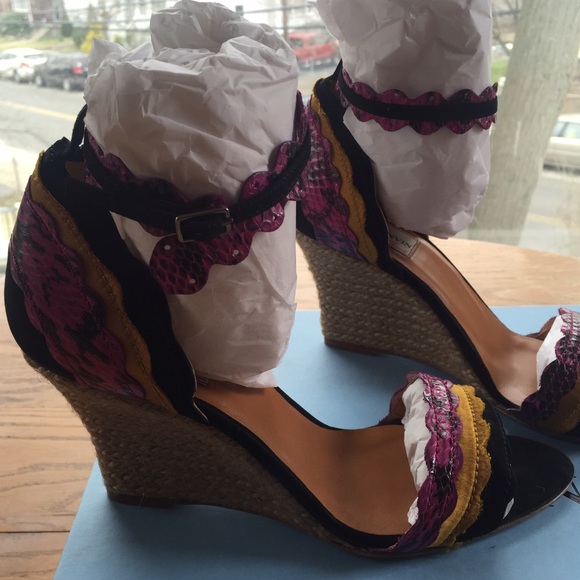 NIB LANVIN PARIS Multicolor Wedges sz 40 - Picture 2 of 4
