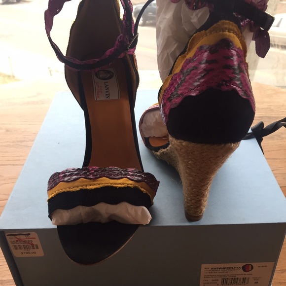 NIB LANVIN PARIS Multicolor Wedges sz 40 - Picture 3 of 4