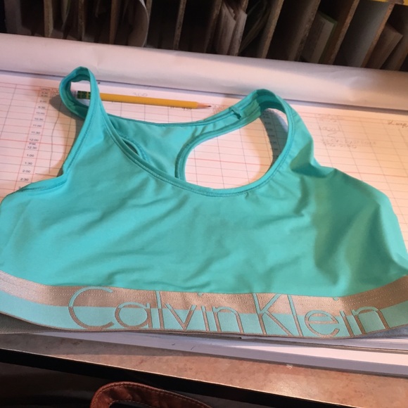 CALVIN KLEIN SPORTS BRA BLUE & GRAY SIZE L