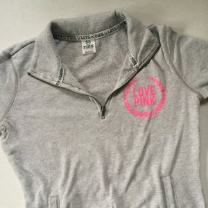 VICTORIAS SECRET PINK QUARTER ZIP UP SWEATSHIRT