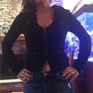 Love Moschino stylish fitted cropped zip hoodie