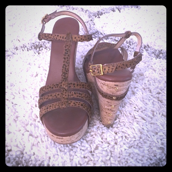 Matt Bernson Animal Print Cork Wedge Sz. 8