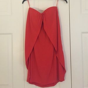 Red strapless dress