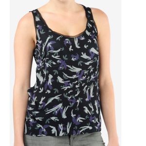 Charlotte Ronson Silk Georgette Bird Print Tank