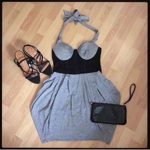 Black and gray bustier dress