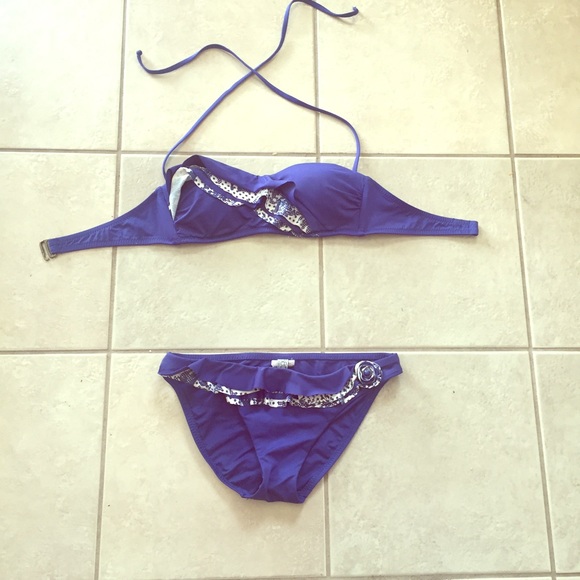 Blue and white, size small top and bottom bikini