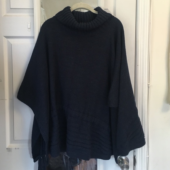 Nordstrom navy wool blend, turtleneck poncho