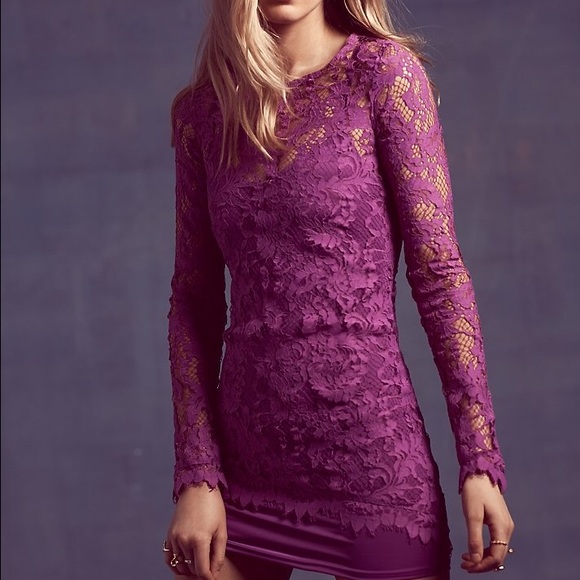For Love and Lemons Purple Lace Dress