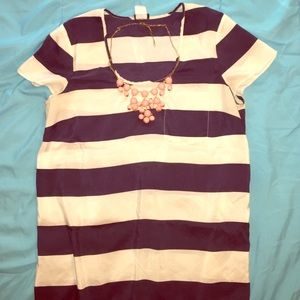 Silk JCrew Navy & White Stripe Blouse
