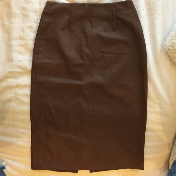 Zara brown vegan leather high waisted skirt