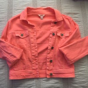 coral neon jean jacks cropped