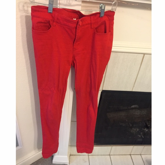 Red High Wasted Skinny Jeggings