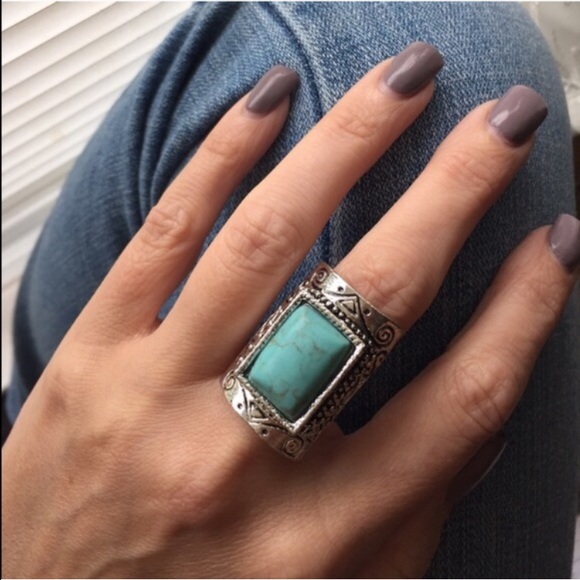 Rectangle Turquoise Ring - Picture 2 of 4