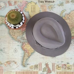 Grey fedora wool hat