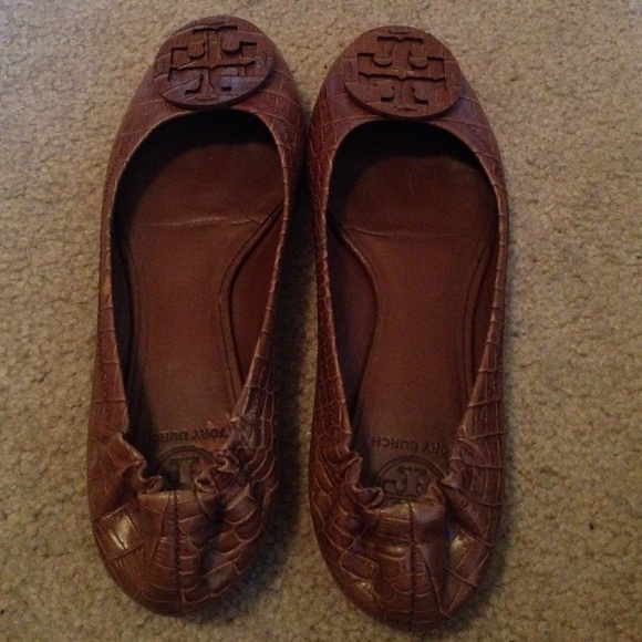 Tory Burch croc leather flats size 9
