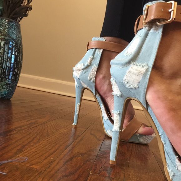 Distressed Jean Heels - Picture 2 of 3