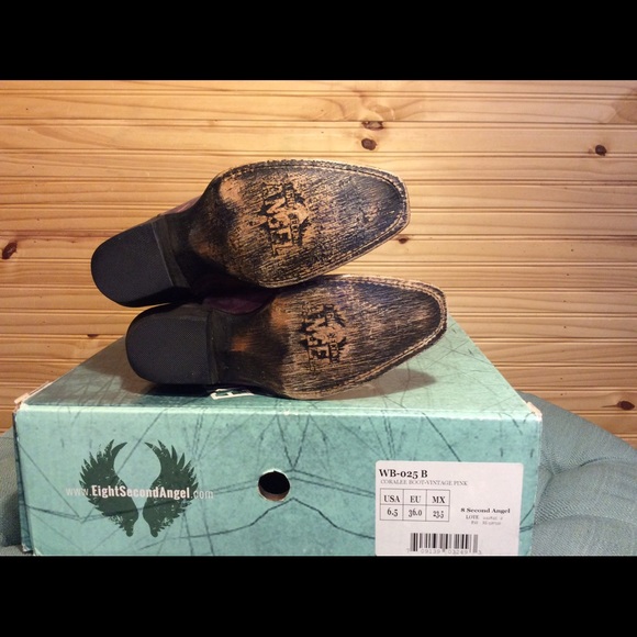 SOLD Cross and Wings Distressed Pink Cowgirl Boots - Picture 4 of 4