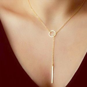 Gold plated bar/circle necklace