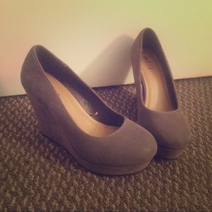 Grey suede wedges