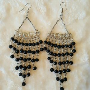 Large Beaded Dangle Earrings