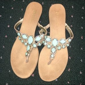 Blue and silver sandals NWT