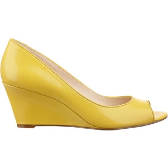 Yellow Nine West Relaxxin' Peep Toe Wedge Heels