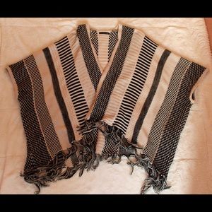 Tobi Black and Cream Aztec Fringe Cardigan