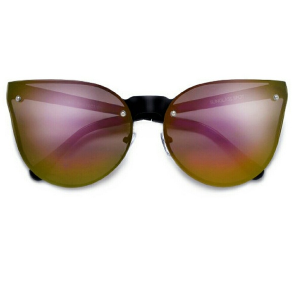 Rimless Cat Eye Sunglasses with Black Frame