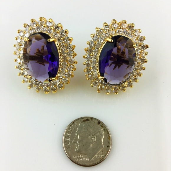 Purple Amethyst Cubic Zirconia Prom Necklace Set - Picture 2 of 3