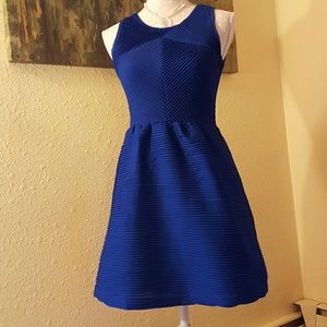 Royal blue fit and flare dress